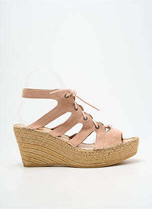 Sandale/pantofi decupați toc platformă toc de 7 la 9 cm bej L'ESPADRILLE DE NICOLE femeie