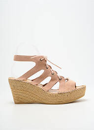 Sandale/pantofi decupați toc platformă toc de 7 la 9 cm bej L'ESPADRILLE DE NICOLE femeie