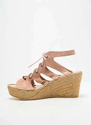 Sandale/pantofi decupați toc platformă toc de 7 la 9 cm bej L'ESPADRILLE DE NICOLE femeie