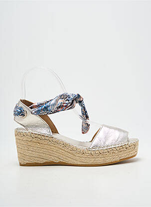 Espadrile închidere cu șireturi toc de 4 la 6 cm argintiu L'ESPADRILLE DE NICOLE femeie
