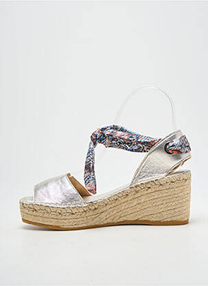Espadrile închidere cu șireturi toc de 4 la 6 cm argintiu L'ESPADRILLE DE NICOLE femeie