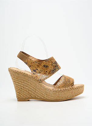 Espadrile țesătură satinată toc înalt de 10cm și mai mult maro L'ESPADRILLE DE NICOLE femeie