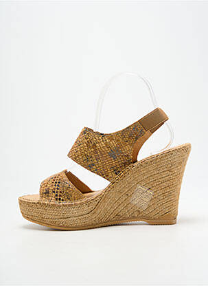 Espadrile țesătură satinată toc înalt de 10cm și mai mult maro L'ESPADRILLE DE NICOLE femeie