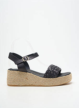Espadrile țesătură satinată toc de 4 la 6 cm negru L'ESPADRILLE DE NICOLE femeie