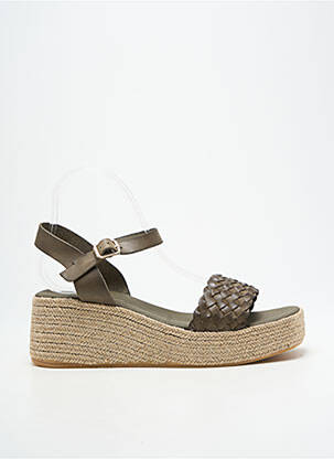 Espadrile țesătură satinată toc de 4 la 6 cm verde L'ESPADRILLE DE NICOLE femeie