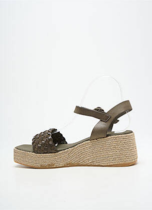 Espadrile țesătură satinată toc de 4 la 6 cm verde L'ESPADRILLE DE NICOLE femeie