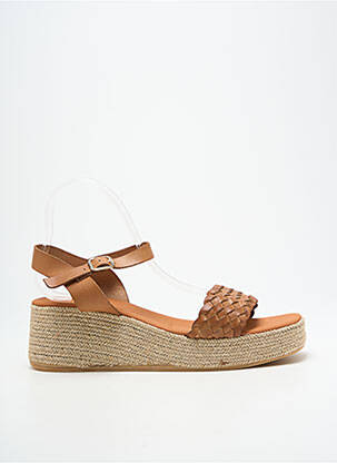 Espadrile țesătură satinată toc de 4 la 6 cm maro L'ESPADRILLE DE NICOLE femeie