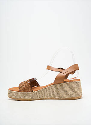 Espadrile țesătură satinată toc de 4 la 6 cm maro L'ESPADRILLE DE NICOLE femeie