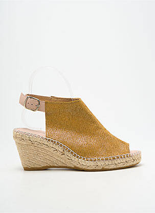 Espadrile țesătură satinată toc de 7 la 9 cm galben L'ESPADRILLE DE NICOLE femeie