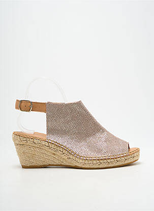 Espadrile țesătură satinată toc de 7 la 9 cm bej închis L'ESPADRILLE DE NICOLE femeie