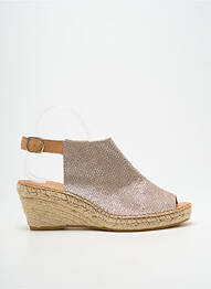 Espadrile țesătură satinată toc de 7 la 9 cm bej închis L'ESPADRILLE DE NICOLE femme