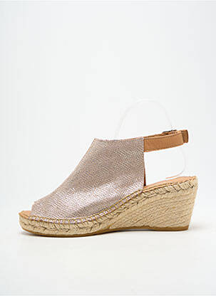 Espadrile țesătură satinată toc de 7 la 9 cm bej închis L'ESPADRILLE DE NICOLE femeie