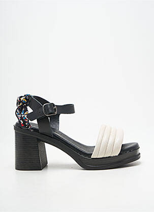Sandale/pantofi decupați țesătură satinată toc de 7 la 9 cm negru GOODSTEP femeie