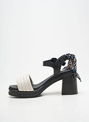 Sandale/pantofi decupați țesătură satinată toc de 7 la 9 cm negru GOODSTEP femeie