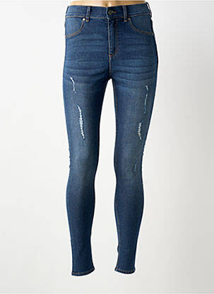 Blugi skinny efect uzat decolorat talie înaltă albastru CHEAP MONDAY femeie