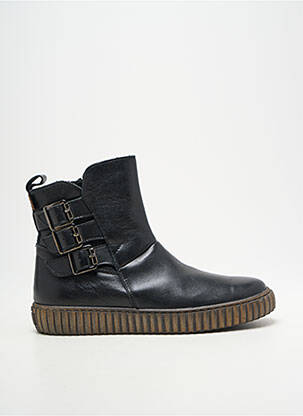 Botine/ghete țesătură satinată vârf rotund negru FRODDO fată