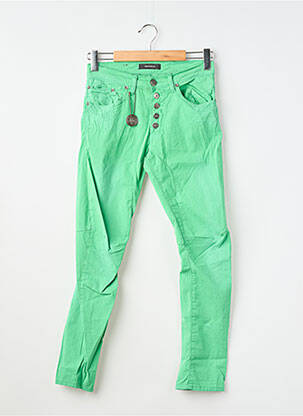 Pantalon slim țesătură poplin mărime normală verde IMPERIAL femeie