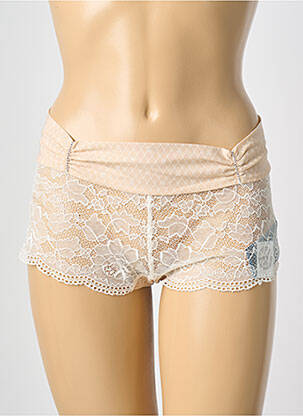 Shorty efect material satinat bej MAISON LEJABY femeie