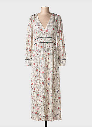 Rochie lungă mâneci lungi mâneci lungi bej GRACE & MILA femeie
