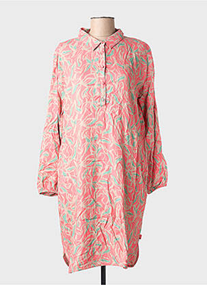 Rochie scurtă croială fluidă mâneci lungi roz ELLE EST OU LA MER femeie