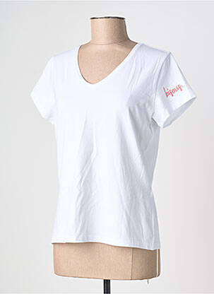 Tricou serigrafie flockată mâneci scurte alb PIECES femeie