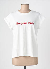 Tricou serigrafie flockată mâneci scurte alb GRACE & MILA femme