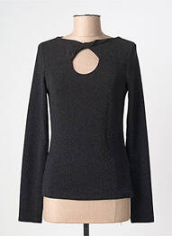Pulover croială cambrată mâneci lungi negru GRACE & MILA femme