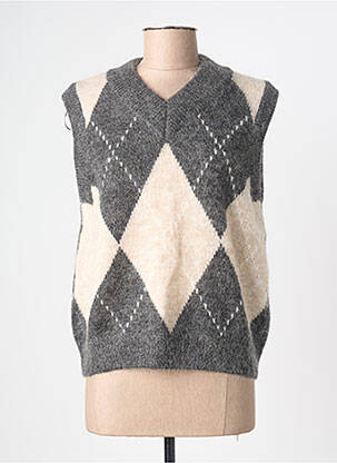 Pulover guler în v fără mâneci gri GRACE & MILA femme