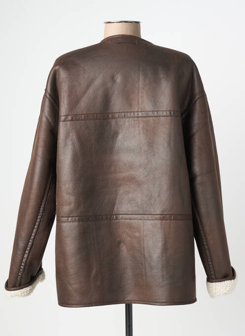 Palton scurt croială dreaptă fără glugă maro PIECES femme