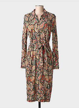 Rochie midi imprimeu floral mâneci lungi portocalie GEISHA femeie