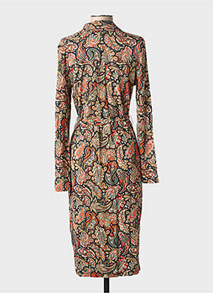 Rochie midi imprimeu floral mâneci lungi portocalie GEISHA femeie