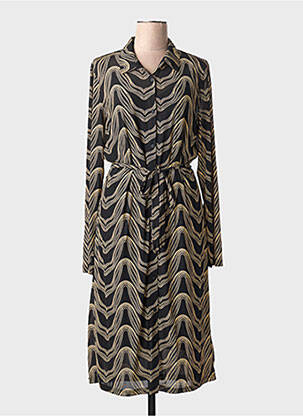 Rochie midi croială fluidă mâneci lungi negru GEISHA femeie