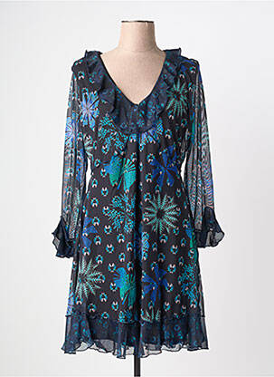 Rochie midi imprimeu floral mâneci lungi albastru DESIGUAL femeie