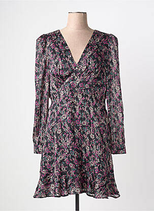 Rochie midi imprimeu floral mâneci lungi violet MORGAN femeie