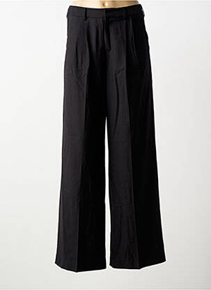 Pantalon larg țesătură poplin mărime normală negru GRACE & MILA femeie