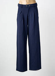 Pantalon larg talie cu cleme talie înaltă albastru ELLE EST OU LA MER femeie