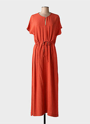 Rochie midi imprimeu fantezie mâneci scurte portocaliu NICE THINGS femeie