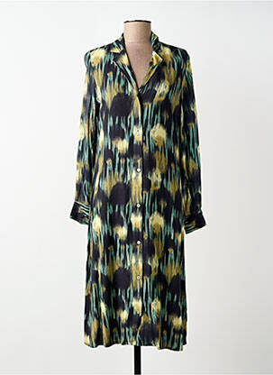 Rochie midi imprimeu fantezie mâneci lungi verde STORIATIPIC femeie