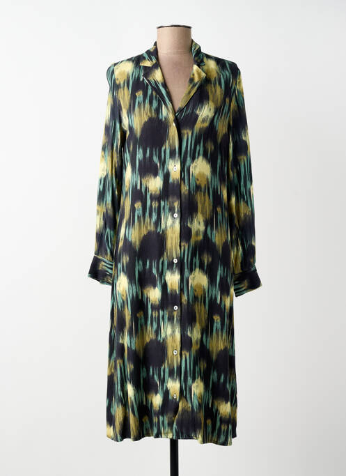 Rochie midi imprimeu fantezie mâneci lungi verde STORIATIPIC femme