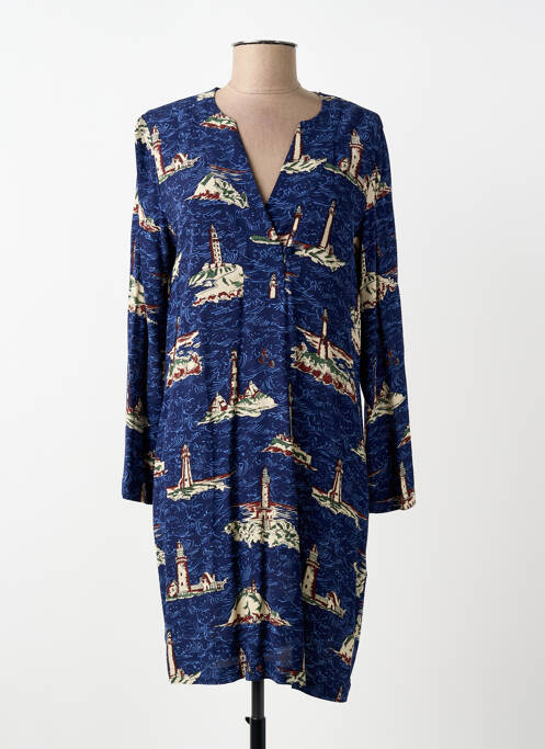 Rochie midi imprimeu fantezie mâneci lungi albastru NICE THINGS femme