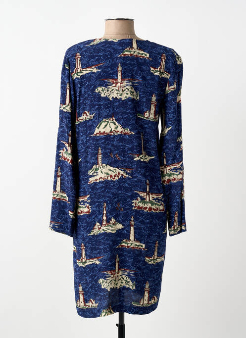 Rochie midi imprimeu fantezie mâneci lungi albastru NICE THINGS femme