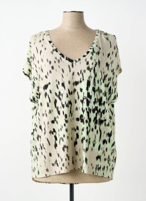 Top imprimeu fantezie mâneci scurte bej MAJESTIC FILATURES femme