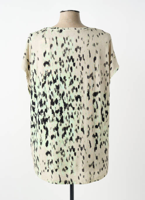 Top imprimeu fantezie mâneci scurte bej MAJESTIC FILATURES femme