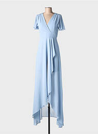 Rochie lungă mâneci scurte mâneci scurte albastru EVA & LOLA femme