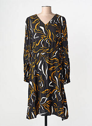 Rochie midi imprimeu fantezie mâneci lungi negru FRANSA femeie