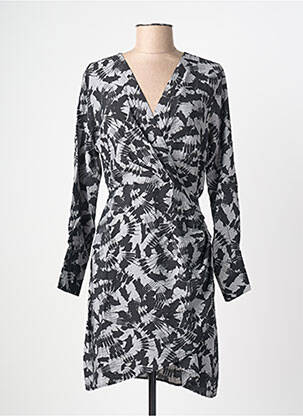 Rochie midi imprimeu fantezie mâneci lungi gri JDY femeie