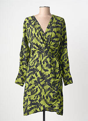 Rochie midi imprimeu fantezie mâneci lungi verde JDY femeie