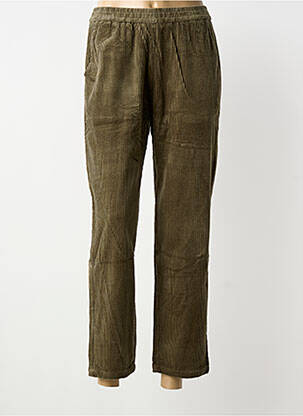 Pantalon drept talie elastică mărime normală verde DEELUXE femme