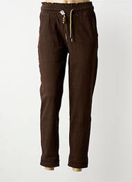 Pantalon 7/8 elasticitate mărime normală maro NINA CARTER femme