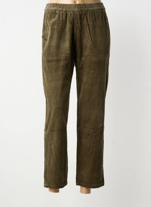 Pantalon drept talie elastică mărime normală verde DEELUXE femme